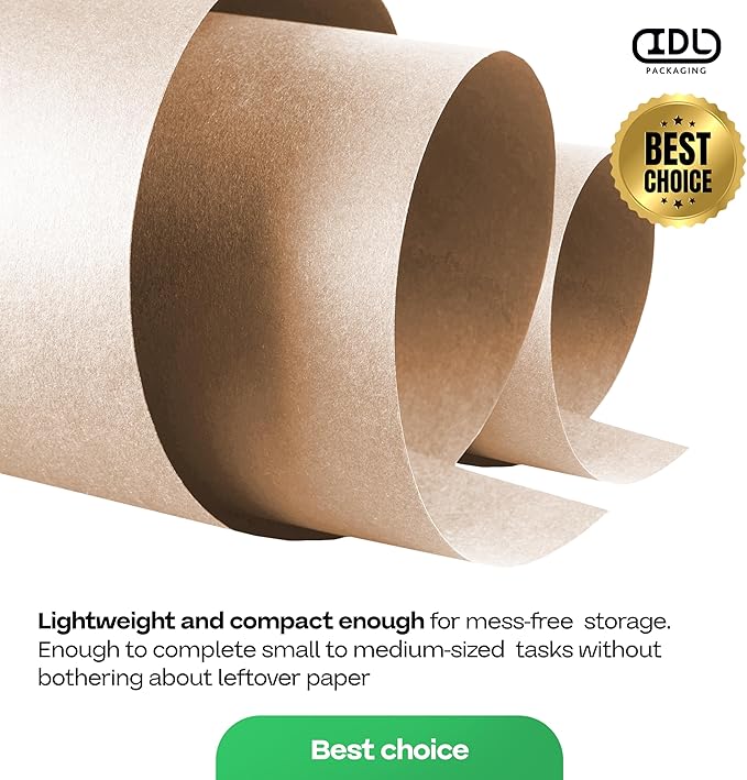 Brown Paper Roll 36" x 1800" (150 feet) - USA-Made Wrapping Kraft Paper 50lb Thickness for Packing, Moving, Shipping, Crafts, Arts, Birthday Party - 100% Recycled Gift Wrap Material by IDL Packaging