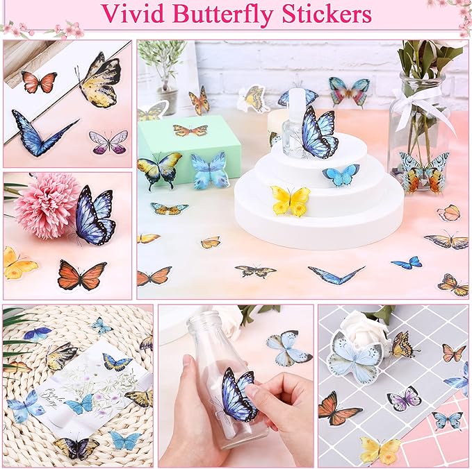 160Pcs Dried Pressed Flowers Butterflies for Resin Molds, Natural Real Dry Flower Leaves Bulk with 80Pcs Transparent Butterfly Stickers Tweezers for DIY Arts Crafts Scrapbooking Candle Making Supplies