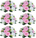 NUPTIO Flower Centerpieces for Wedding Tables: 6 Pcs Pink & White Artificial Flower Ball Arrangement for Weddings Party - Fake Floral Rose for Birthday Bridal Shower Decorations