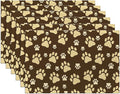 Placemats Set of 6, Cute Dog Paws Place Mats Washable Heat Resistant 12×18 Inch Linen Table Mats for Party Outdoor Dining Décor