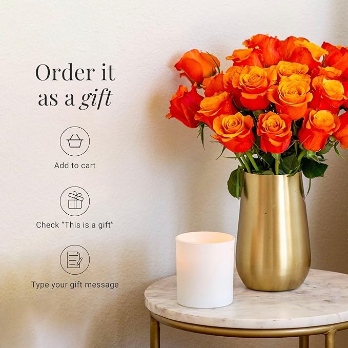 BloomsyBox - Yellow/Orange Roses -24 Long Stems, Hand-Tied in Eco-friendly, Vase Not Included, Fresh Flowers for Delivery – Gift for Birthday, Anniversary, Get Well, Congratulations, Wedding