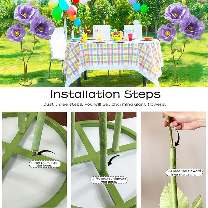 Giant Artificial Flowers for Decoration, Large Wedding Birthday Party Exhibition Banquet Backdrop Photography Props Shop Window Display Stage Nursery Events Bridal Showers Home Garden Decor, Purple