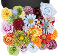 Artificial Flowers Combo Box, 38PCS Fake Flowers, Silk Flower Mix with Wire Stem, DIY Wedding Bridal Bouquet Shower Party Home Décor (Multi Color)