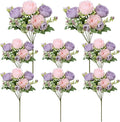 8 Pack Pink, Purple Peonies Artificial Flowers, Fake Silk Hydrangea Bouquet for Bridal Wedding Home Table Decor Reusable Dining Opening Ceremony Birthday Arrangement Faux Floral
