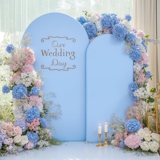 Blue White Arch Backdrop Cover Set of 2 Spandex Arch Covers 7.2 and 6ft Arch Covers Stretchy Backdrop Wedding Arch Stand Cover Bridal Baby Shower Birthday Party Arch Photo Backdrop