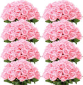 Hotop 120 Pcs Roses Artificial Flowers in Bulk,Long Stem Artificial Flower Bouquet,Silk Real Touch Fake Rose for Wedding Party Table Centerpieces Decor Valentines Gifts(Pink)