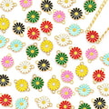 70Pcs 7 Colors Enamel Daisy Flower Charms for Jewelry Making Gold Plated Sunflower Charm Spring Summer Floral Pendant for Bracelet Necklace Earrings Keychains DIY Craft Supplies Accessories-13mm