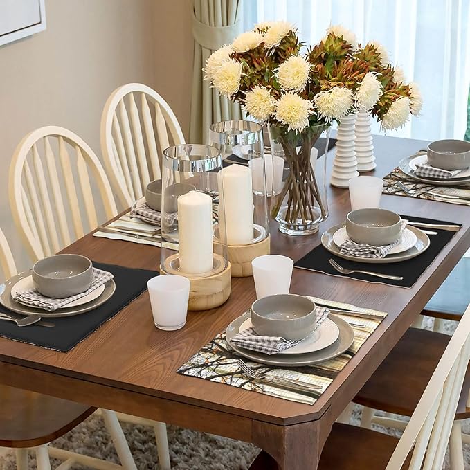 Autumn Forest Placemats Set of 4,Kitchen Table Mats for Dining Outdoor Home Decor Linen 12x18 Inch 4 PCS, Style-9