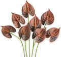 Real Touch Anthurium Artificial Flowers, 8pcs Brown Faux Tropical Flowers with Stems for Boho Wedding Bouquets, Rust Fall Centerpieces & Jungle Party Decoration
