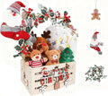 XIANMEI Christmas Wooden Baby Shower Crate Closet, Baby Basket With Artificial Wreath Garland & Accessories - Baby Shower Basket for Newborn Boys Girls, Pregnancy Gifts for New Parents
