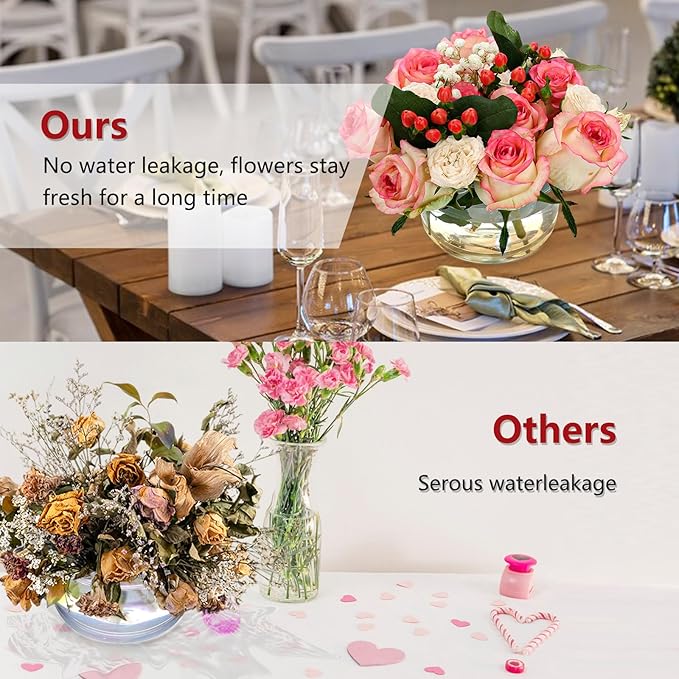 2PCS Acrylic Flower Vase for Centerpieces, 5.51" 12 Holes Clear Round Acrylic Flower Vase, for Wedding Birthday Party Table Decor Indoor/Outdoor Events