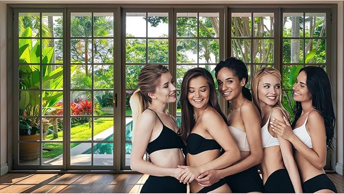Window Scenery Photography Backdrop Windowsill Backyard with Pool and Garden Background Tropical Plants Photocall Background Party Banner Wall Decor Baby Kids Family Photo Shoot Props 10x6.5ft