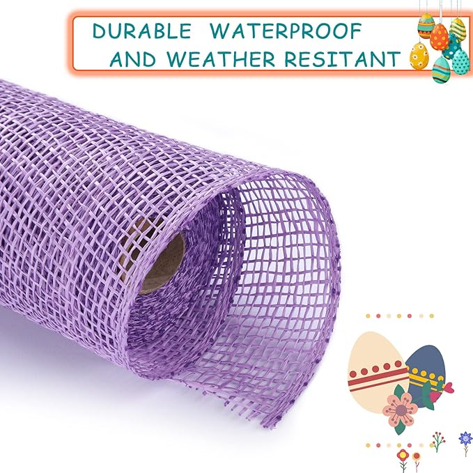 Chuangdi 4 Rolls Easter Poly Burlap Mesh Poly Burlap Deco Ribbon Mesh Roll for Spring Summer DIY Flower Wreath Garland, 10 Inch