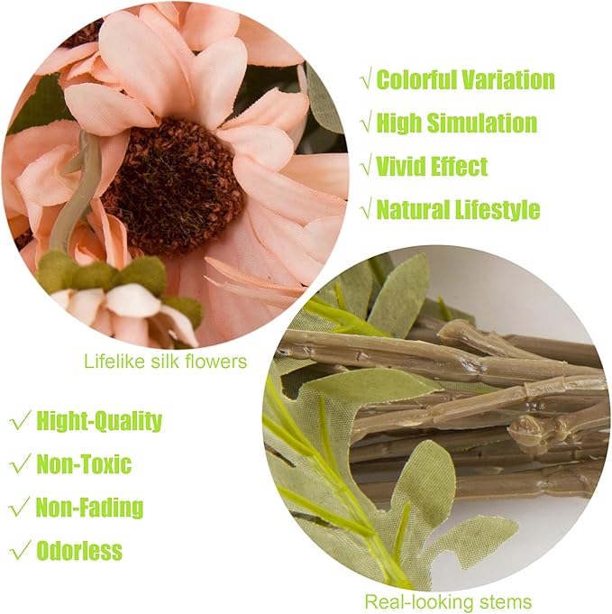 12pcs Gerbera Daisy Artificial Flowers 20 Inch Long Stem Artificial Daisy Mums for Home Décor Centerpiece Wedding Bridal Bouquet DIY(Purple)