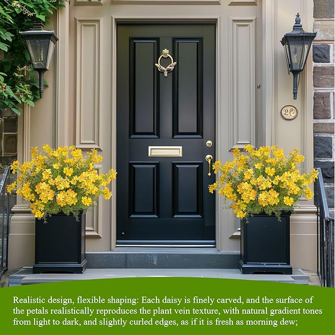 Spring Decorations for Home Fake Flowers Hydrangea Artificial Plants Indoor Mantle Decor Plastic Flowers Artificial Plants Outdoor Garden Decor Hanging Plants 6pcs Yellow Flowers