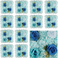 3D Flower Wall Backdrop - 12Pcs Artificial Flower Wall Panel 15 * 15inch Decoration Blue Roses Wall for Home Party Wedding Anniversary Birthday