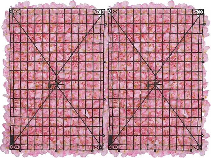 20PCS Artificial Floral Wall Backdrop, 3D Pink Flower Wall Panel, Realistic Silk Flower Backplanes, Roll Up Fake Flower Background for Valentines Wedding Party Photo Arrangement Outdoor Decor