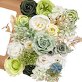 Serwalin Artificial Silk Flowers Green, Fake Flowers Stems for DIY Wedding Bouquets, Baby Shower Centerpieces, Cake Decor, Birthday Party & Home Decor