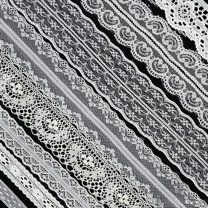 80 Yards Cream Lace Trim Ribbon,8 Rolls Crochet Sewing Assorted Patterns Vintage Floral Lace Ribbons for Sewing DIY,Gift Wrap,Scrapbooking, Bridal Shower Wedding Decor, 10 Yards Each Roll
