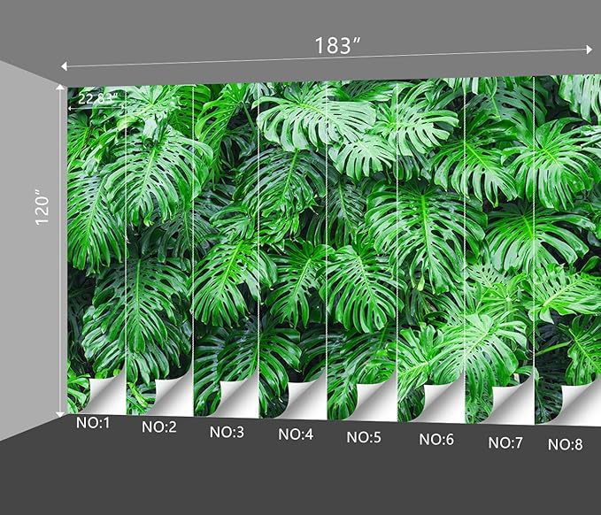 Tropical Botanical 3D Wallpaper Bedroom Green Leaf Plant Monstera murals Aesthetic Room Decor Living Room tv Background Large Wall Mural - 183"x120" Not Peel and Stick