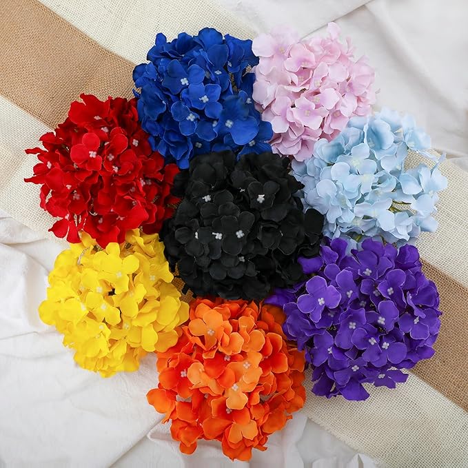 Fake Purple Hydrangea Artificial Flowers - Faux Silk Hydrangeas Flowers Heads with Stems Real Touch for Home Wedding Party Table Decor(Purple,Pack of 10)
