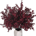 15PCS Artificial Baby Breath Flowers Fake Silk Real Touch DIY Floral Bouquets Decor Wedding Party Decoration Arrangements-Burgundy