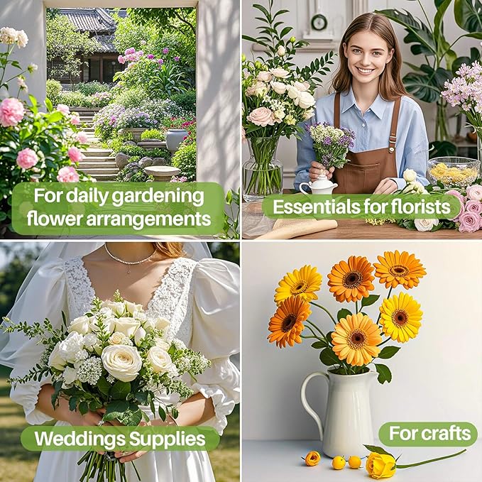 RAINFLOW Flower Arrangement Supplies for DIY Floral Tape and Floral Wire Kit with Boutonniere Pins Cutter Include 22 Gauge Wire and 26 Gauge Wire for Flower Bouquet and Wreath Making