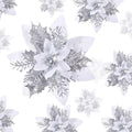 24 Christmas Glitter Artificial Poinsettia Flowers Xmas Poinsettia Artificial Wedding Flowers Decorations Xmas Tree Ornaments with Clips for Party Favors, 6 Inch, 4 Inch, 3 Inch (White)