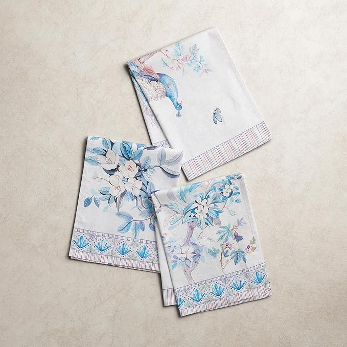 Maison d' Hermine Placemat 100% Combed Cotton Premium Cloth Placemats 13"x19" Washable Place Mats, Home, Kitchen, Dining, Cocktail Parties & Camping - Peacock Utopia (Set of 4)