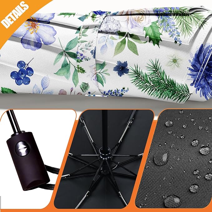 Small Compact Travel Automatic Folding Umbrella for Women, Portable Lightweight, Rain, Wind, UV Sun Shade