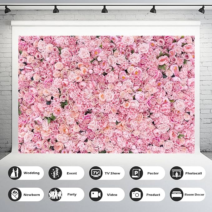 Roses Flowers Backdrop Valentine's Day Pink Rose Photography Background Floral Red Rose Backdrop for Birthday Wedding Baby Shower Anniversary for Various Floral Roses Backdrops Adults Props 9x6ft