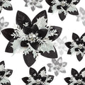 24 Christmas Glitter Artificial Poinsettia Flowers Xmas Poinsettia Artificial Wedding Flowers Decorations Xmas Tree Ornaments with Clips for Party Favors, 6 Inch, 4 Inch, 3 Inch (Black White, Gold)