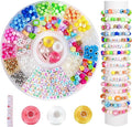 MYCUTEY 594Pcs DIY Bracelet Making Kit with Colorful Letter Flower Heart Beads - Friendship Bracelet Kit for Women Pony Beads for Jewelry Making Christmas Bead Bracelets Making Craft