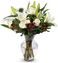 Benchmark Bouquets - White Elegance (Glass Vase Included) - Fresh Flowers for Next Day Delivery - Gift for Christmas, Birthday, Anniversary, Sympathy, Get Well, Congratulations