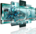 LUDUHU Extra Large Orchid Flowers Canvas Print - Abstract Turquoise Floral Wall Art Painting Decor for Home Decoration Artwork Picture Bedroom Green Floral (A,Oversize 80x40inch)