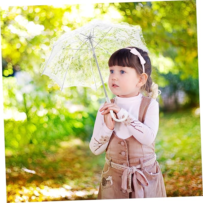 Lace Umbrella Parasol Floral White Umbrella Vintage Wedding Bridal Umbrella Photography Scene Props for Baby Shower Bridal Decorations Assorted Color A