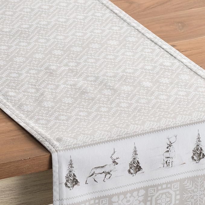 Maison d' Hermine Table Runner 100% Cotton Single Layer Table Runners 36 inches Long for Thanksgiving Christmas Decorations Home Kitchen Dining Party Wedding (Cozy Christmas, 14.5" x 36")