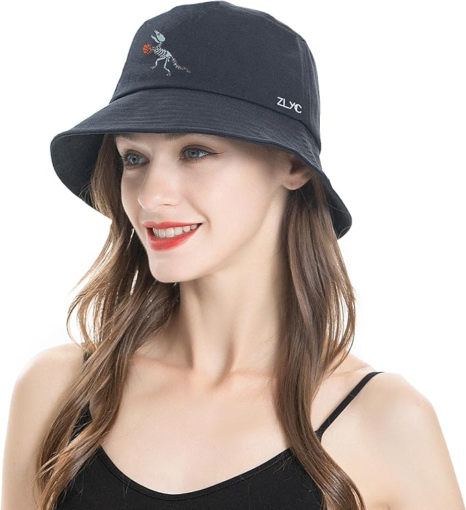 ZLYC Unisex Fashion Embroidered Bucket Hat Summer Fisherman Cap for Men Women