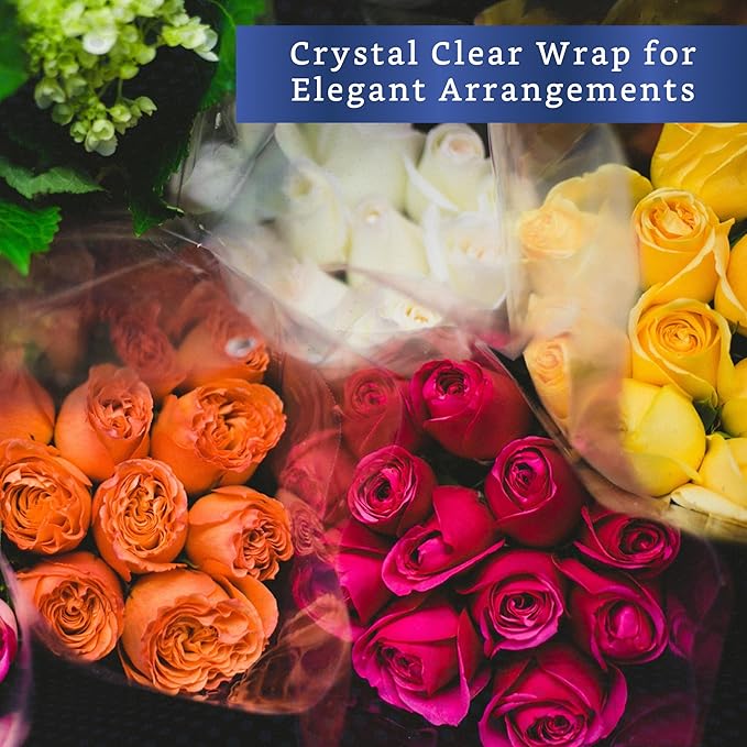 FIESTA WRAPS Clear Cellophane Wrap Roll (31.5 in x 110 ft) - Cellophane Roll - Clear Wrapping Paper to Wrap Gift Baskets - Gift Basket Wrapping Supplies - Papel Celofán Transparente