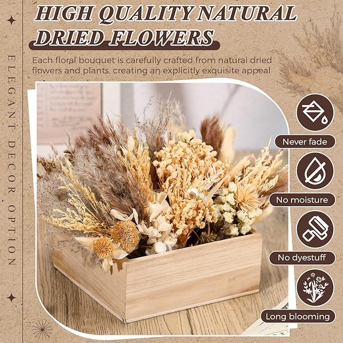 Layhit 24 Pcs Boho Dried Flower Bouquet Mini Wedding Handmade Dry Flowers Decor for Vase Crafts DIY Photo Boutonniere for Men Floral Plant for Bridesmaid Gift Birthday Decor(Stylish)