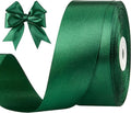 1-1/2 Inches 50 Yards Dark Green Satin Ribbon, Solid Fabric Ribbon Roll for Flower Bouquets, Gift Wrapping, Wedding, Handmade Crafts