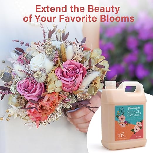 LotFancy Silica Gel Flower Drying, 6 LBS Color Indicating Silica Crystals for Wedding Bouquet Preservation