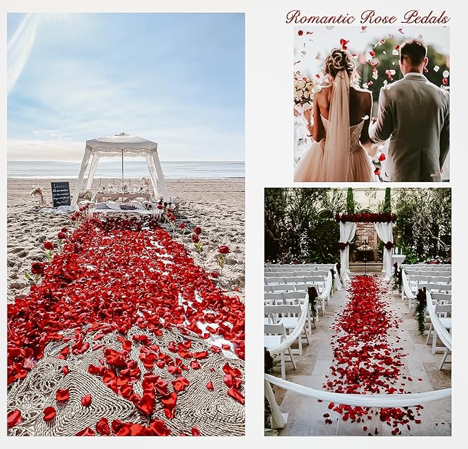 1000Pcs Rose Petals, Artificial Flower Petals Fake Silk Red Rose Petals for Romantic Night,Wedding,Proposal Anniversary Flower Decorations (Green)