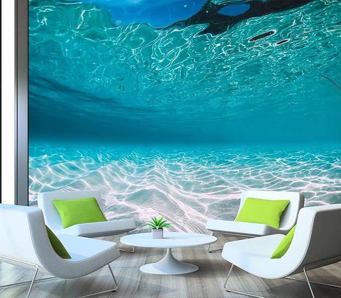 Eierme-Tropical Blue Ocean with White Sand Underwater in Hawaii Peel and Stick 90" x 67"