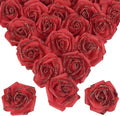 100pcs Red Glitter Roses 2.56" Artificial Red Roses Foam Glitter Flowers Fake Red Roses Faux Flowers for Bridal Shower Centerpieces DIY Wedding Flower Floral Arrangements (Red)