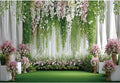Baocicco Flowers Wedding Backdrops 15x10ft Green White Pink Floral Engagement Background Bridal Shower Backdrop Proposal Wedding Party Decoration Backdrop Valentines Day Banner Supplies