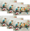 Botanical Birds Placemats Set of 6 Bird Pictures Farmhouse Rustic Flower Kitchen Mats Waterproof Washable Table Mats for Kitchen Dining Decoration 6 PCS