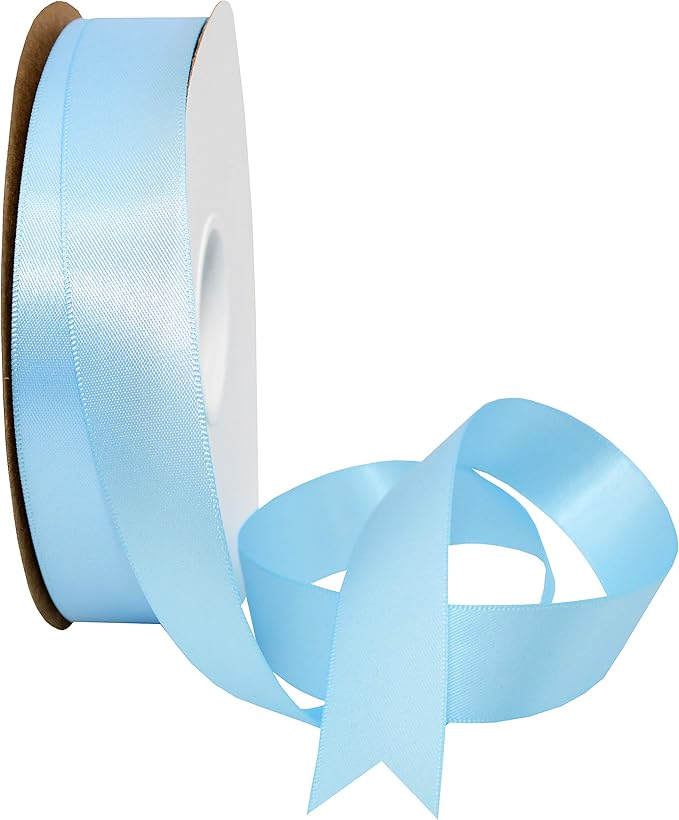 Morex Ribbon Double Face Satin Ribbon 7/8" X 50 YD Blue Topaz Ribbon for Gift Wrapping, Birthday Gift Cards, Satin Dress for Women, Silk Ribbons for Crafts, Wedding Gifts for Couple
