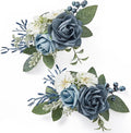 Serwalin 𝗦𝗲𝘁 𝗼𝗳 𝟮 Boutonniere for Men 𝟲-𝟳 𝗜𝗻𝗰𝗵 Corsage with Pins,Groom and Best Man Boutonnieres for Wedding Prom Ceremony Anniversary and Party Cake Topper(Dusty Blue)