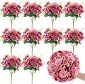 Olgaa 12 Bundles Peonies Artificial Flowers Silk Flowers Fake Peony Bouquet Faux Peonies Flowers Bulk for Wedding Decor Centerpiece Table Decorations (Purple Red)